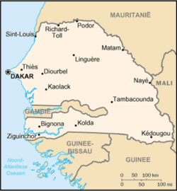 Kaart van Senegal.