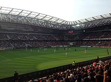 Vue du stade de L'Allianz Arena depuis une tribune en bas.
