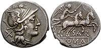 Секст Атилий (155 г. до н. э.). С хлыстом на биге