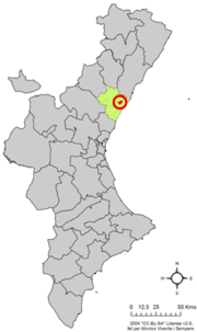 Localização do município de les Alqueries na Comunidade Valenciana
