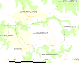 Mapa obce Lacapelle-Ségalar