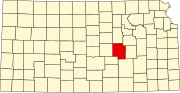 Map of Kansas highlighting Marion County