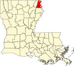 Mapa de Luisiana con la ubicación del Parish East Carroll