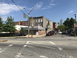 Buildings on the 2700 block of North Avenue near the intersection with Braddish Avenue in Walbrook, Baltimore