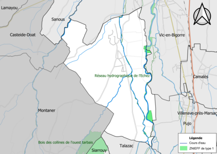 Carte de la ZNIEFF de type 1 sur la commune.