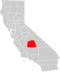 Locatie van Tulare County in Californië