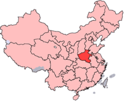 Provinsen Henans beliggenhed i Kina