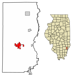 Location of Albion in Edwards County, Illinois.