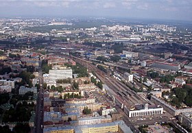 Финляндский вокзал и окрестности, вид с вертолёта