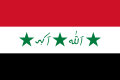 1991-2004年に使用された国旗。サッダーム・フセイン統治時代にアラブ・ナショナリズムを表すものとされた。