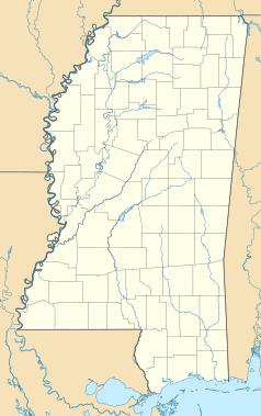 Mapa konturowa Missisipi, w centrum znajduje się punkt z opisem „Jackson”