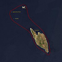 Das Schutzgebiet umgibt den gesamten Archipel und umfasst ca. 71,7 km²[13]