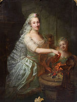 Магдалена Шарлотта фон Ольтхофф в образе языческой жрицы, приносящей жертву.