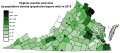 Virginia counties and cities by population density (population/ square mile) in 2015.