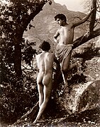 Wilhelm von Gloeden, Two male nudes outdoors c. 1900