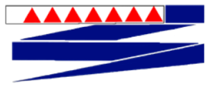 Commission pennants for U.S. Coast and Geodetic Survey ships. The largest ships flew a pennant with 13 triangles (top), while smaller vessels flew a pennant with seven (above).