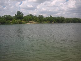 The Rio Grande at Eagle Pass, Texas, with Piedras Negras in the background