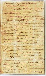 The first page of William Barret Travis's letter, To the People of Texas & All Americans in the World