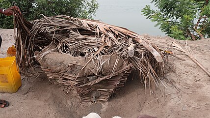 Container with salt raw material.