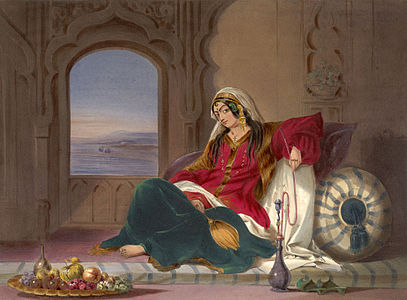 Woman of Kandahar wearing khet partug, 1841