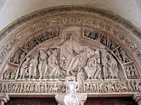 Tímpanu de la portada de l'abadía de Vézelay (Borgoña, Francia), de la década de 1130.