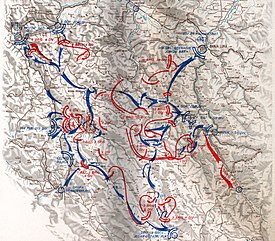 Map showing the deployment of Partisan forces around Drvar.