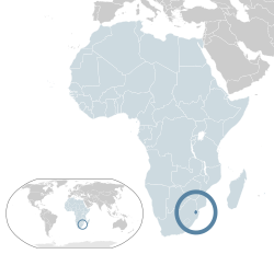  एस्वातीनी के लोकेशन (dark blue) – Africa (light blue & dark grey) में – the African Union (light blue) में