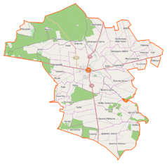 Mapa konturowa gminy Zwoleń, u góry po prawej znajduje się punkt z opisem „Filipinów”