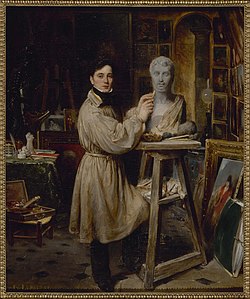 Jean-Pierre Dantan (1800-1869) en train de modeler le buste de Lépaulle, Paris, musée Carnavalet.