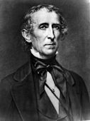 Den tidligere amerikanske presidenten John Tyler på 1860-tallet iført lavere, bløtere skjortekrage og kravatt knyttet i en stor sløyfe.