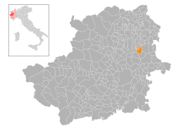 Locatie van Foglizzo in Turijn (TO)