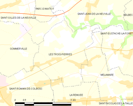 Mapa obce Les Trois-Pierres