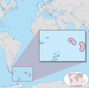 Южная Георгия и Южные Сандвичевы Острова на карте региона