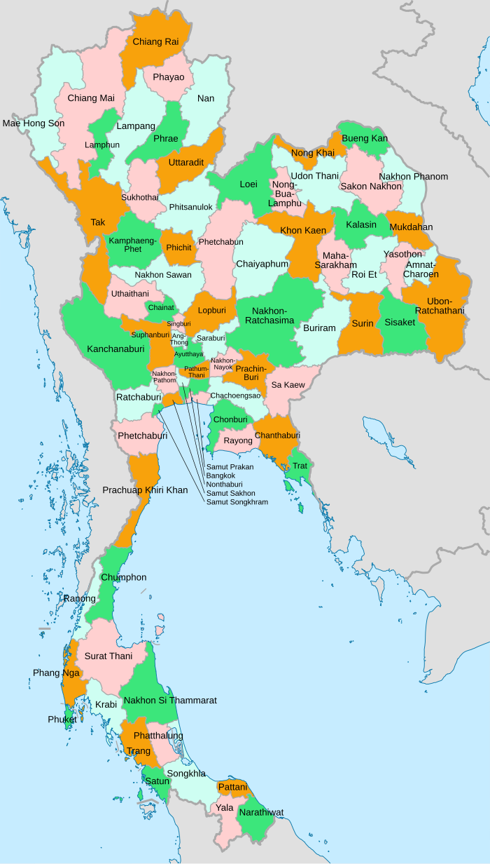 Mapa interactivo das Provincias de Tailandia.