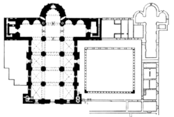 Planta de la catedral, claustre i dependències. Sant Miquel