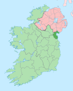 Comté de Louth en vert sombre, Irlande en vert clair.