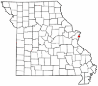 Peta Missouri menunjukkan lokasi St. Louis