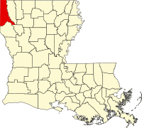 Map of Luizijana highlighting Caddo Parish