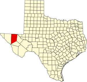 Map of Texas highlighting Culberson County