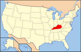 نقشه ایالت‌های آمریکا همراه برجسته‌بودن کنتاکی