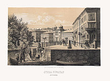 Stora Nygatan. Litografi i planschverk 1860.