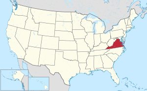 Штат Виргиния на карте США