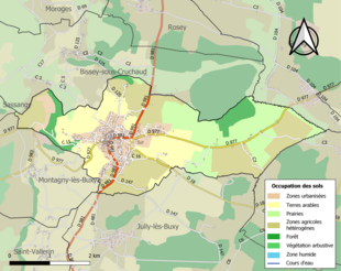 Carte en couleurs présentant l'occupation des sols.