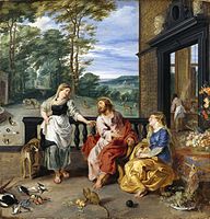 Jan Brueghel den yngre og Peter Paul Rubens, Kristus i huset til Marta og Maria, 1628