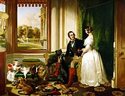 ウィンザー城のアルバート公子とヴィクトリア女王、夫妻の長女ヴィッキーを描いたエドウィン・ランドシーアの絵画