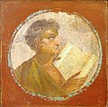 Image 15Roman portraiture fresco of a young man with a papyrus scroll, from Herculaneum, 1st century AD (from History of education)