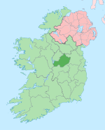 Comté de Westmeath en vert sombre, Irlande en vert clair.