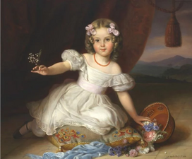 Portret van Alexine Tinne op vierjarige leeftijd. Schilderij door Jan Baptist van der Hulst, 1839.