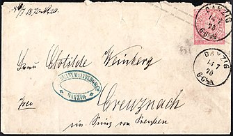 Северогерманский союз (1870). Письмо направлено из Данцига в Кройцнах