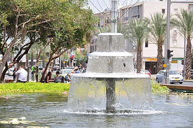 המזרקה שבמרכז הבריכה האקולוגית